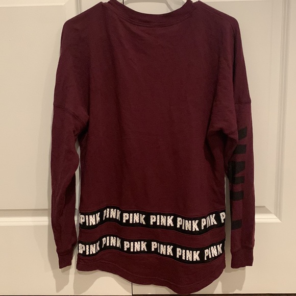 Victoria’s Secret PINK burgandy long sleeve shirt - size XS - Picture 4 of 4